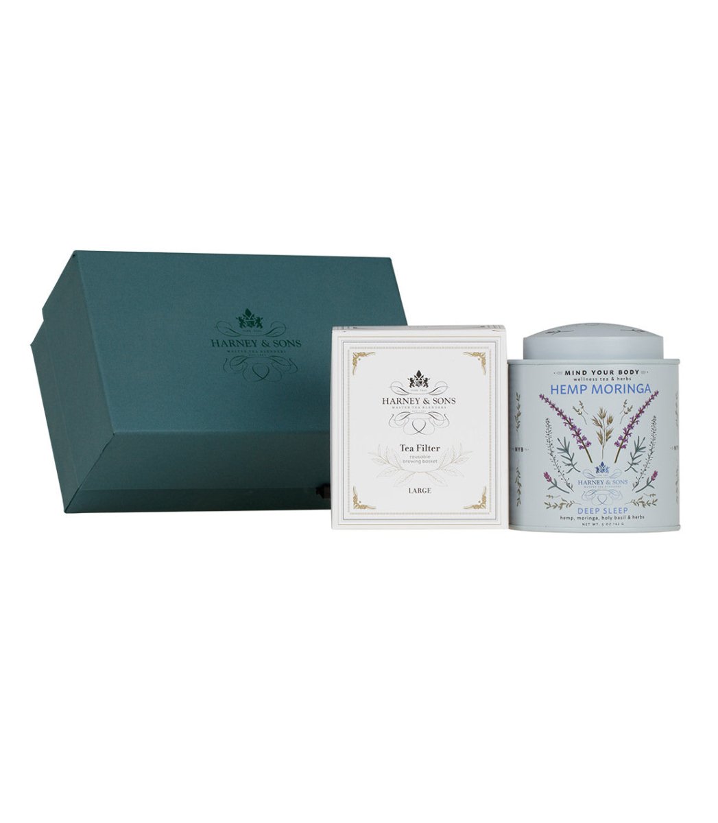 Harney & Sons Fine Teas Hemp Moringa Deep Sleep Tea Gift Set with Tea Filter