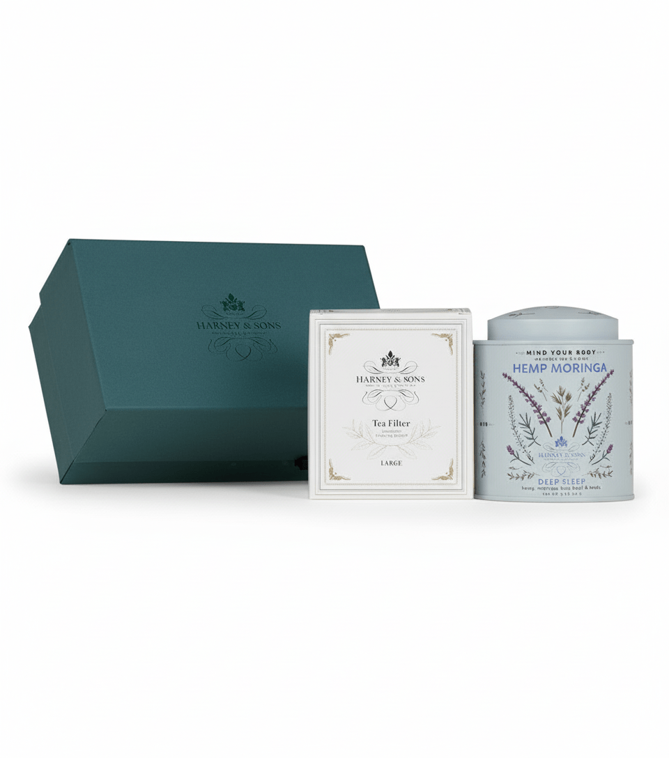 Harney & Sons Fine Teas Hemp Moringa Deep Sleep Tea Gift Set with Tea Filter