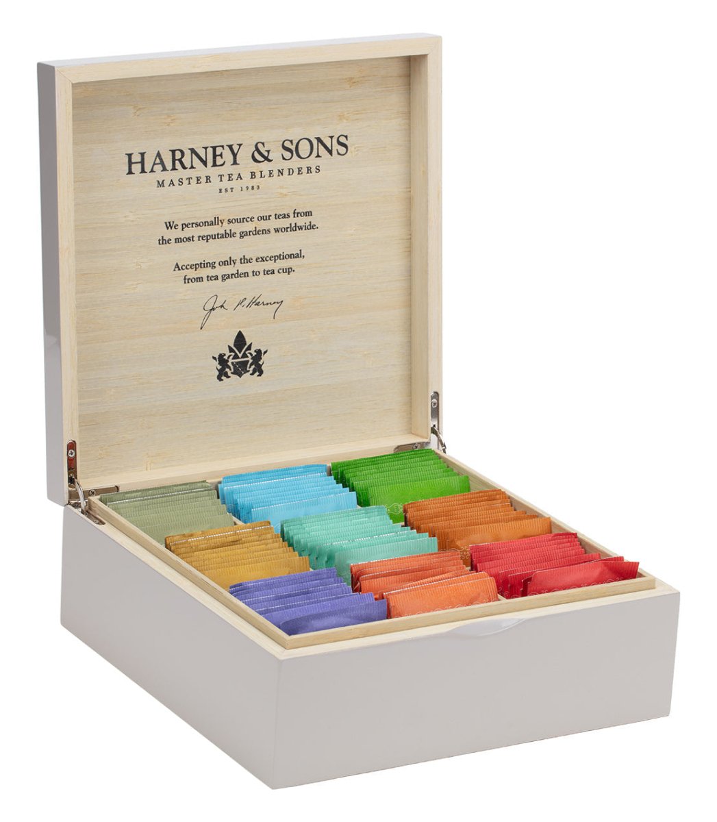 Harney & Sons Fine Teas Taupe Wooden Heirloom Tea Chest Featuring Nine Teas - Teabags