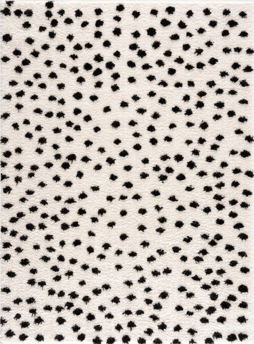 Hauteloom Cansu Black & White Dalmatian Plush Area Rug - Polyester Machine Woven