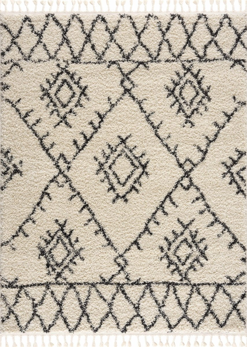 Hauteloom Emlenton Plush Bohemian Area Rug - Charcoal & Beige - Hauteloom