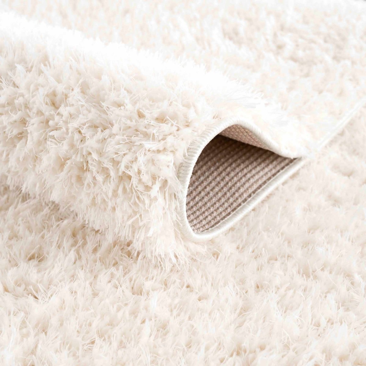 Hauteloom Faina Cream Shag Rug - Machine Washable Polyester 1.77" Pile