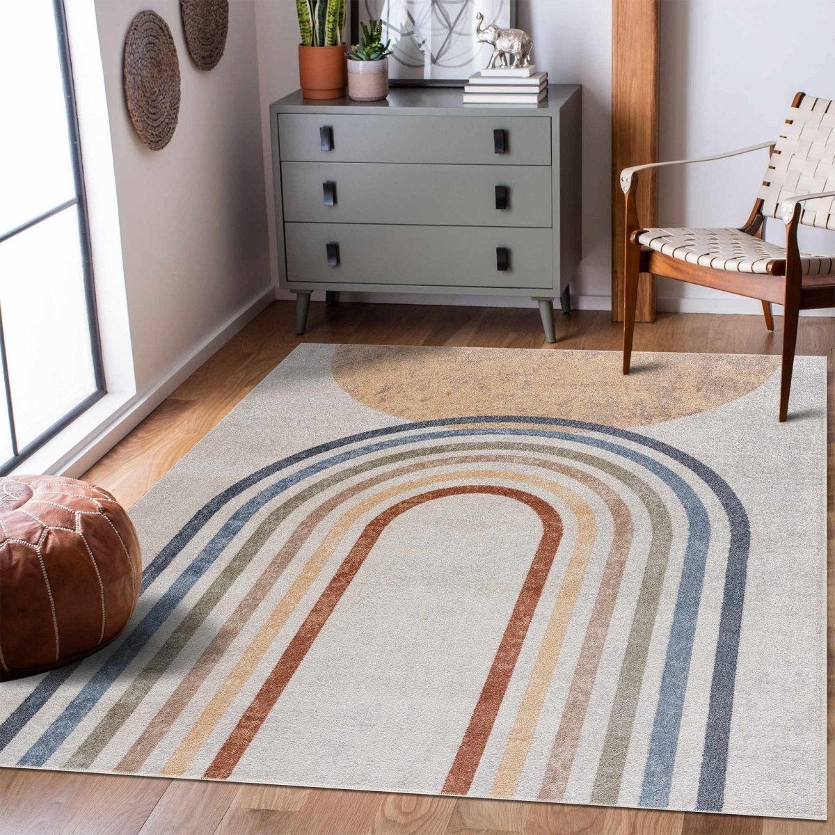 Hauteloom Giza Washable Area Rug - Rainbow Multi - Color Low Pile