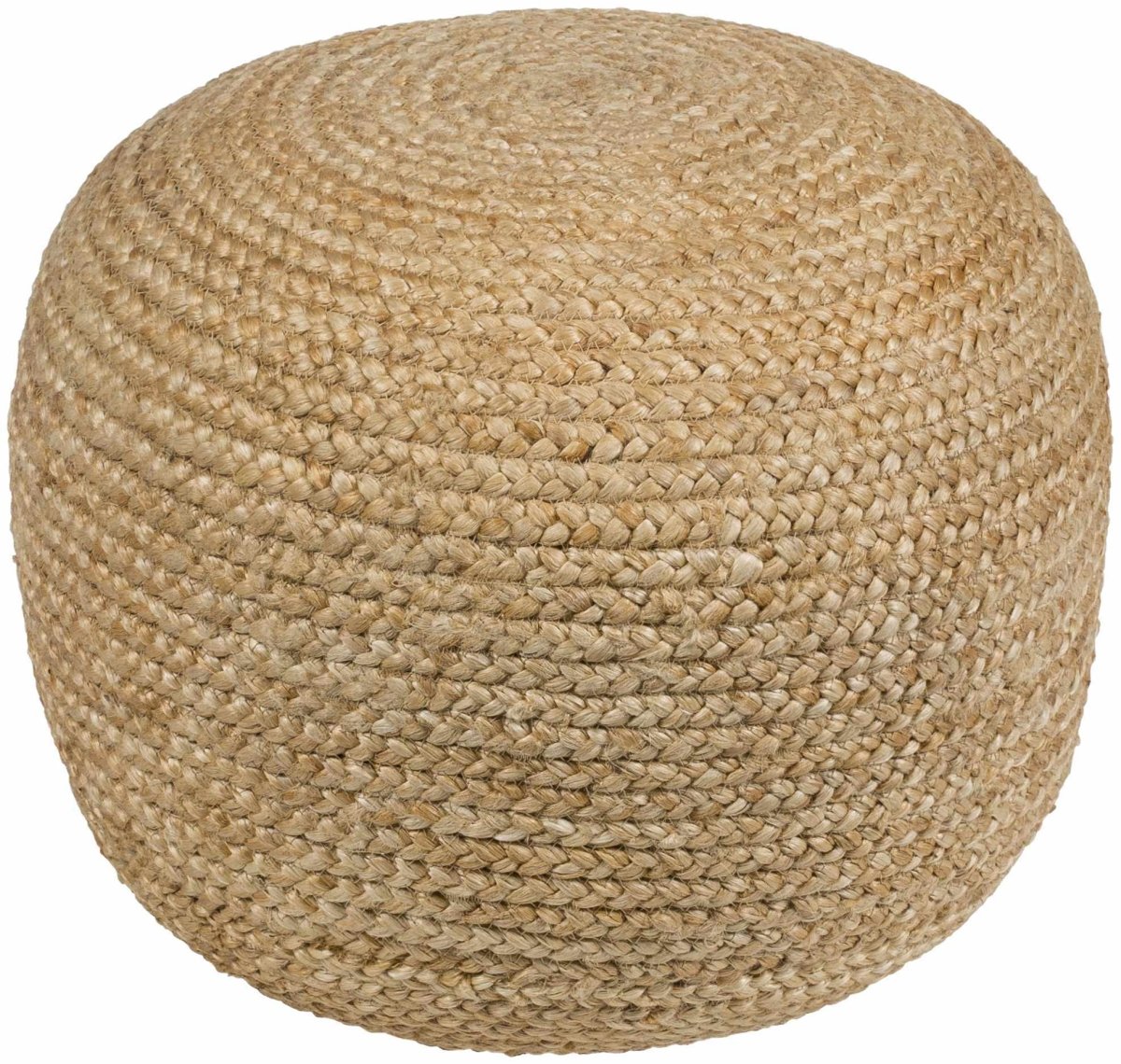 Hauteloom Handwoven Jute Pouf Ottoman - Wheat Round 19.75" Kaumakani