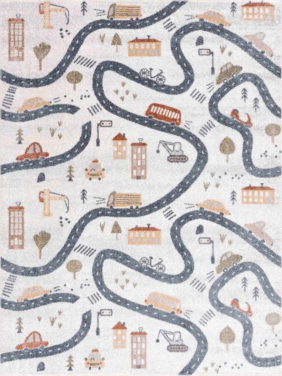 Hauteloom Hauteloom Mave Washable Kids Road Rug - 100% Polyester Low Pile