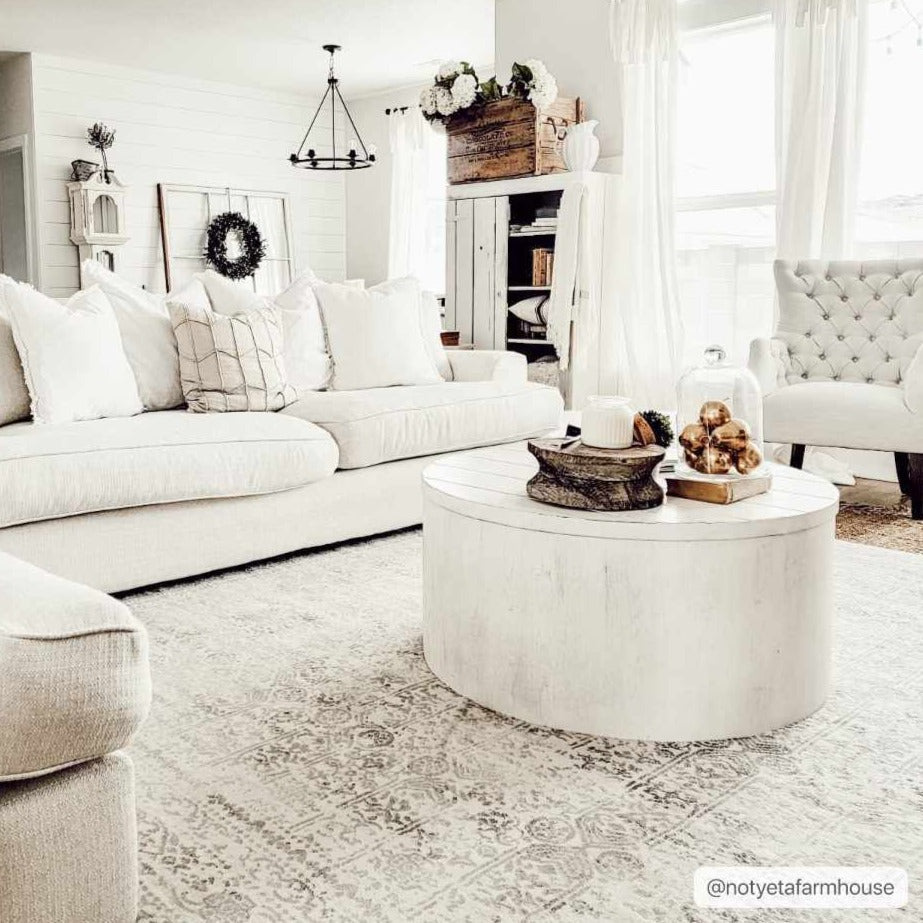 Hauteloom Michie Low Pile Area Rug - Cream Gray Slate Traditional Farmhouse