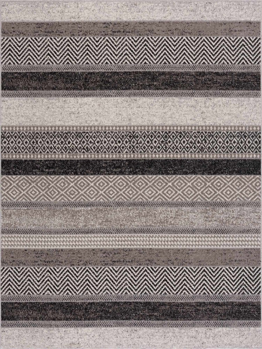 Hauteloom Middlestown Washable Area Rug - Polyester Low Pile - Gray/Black