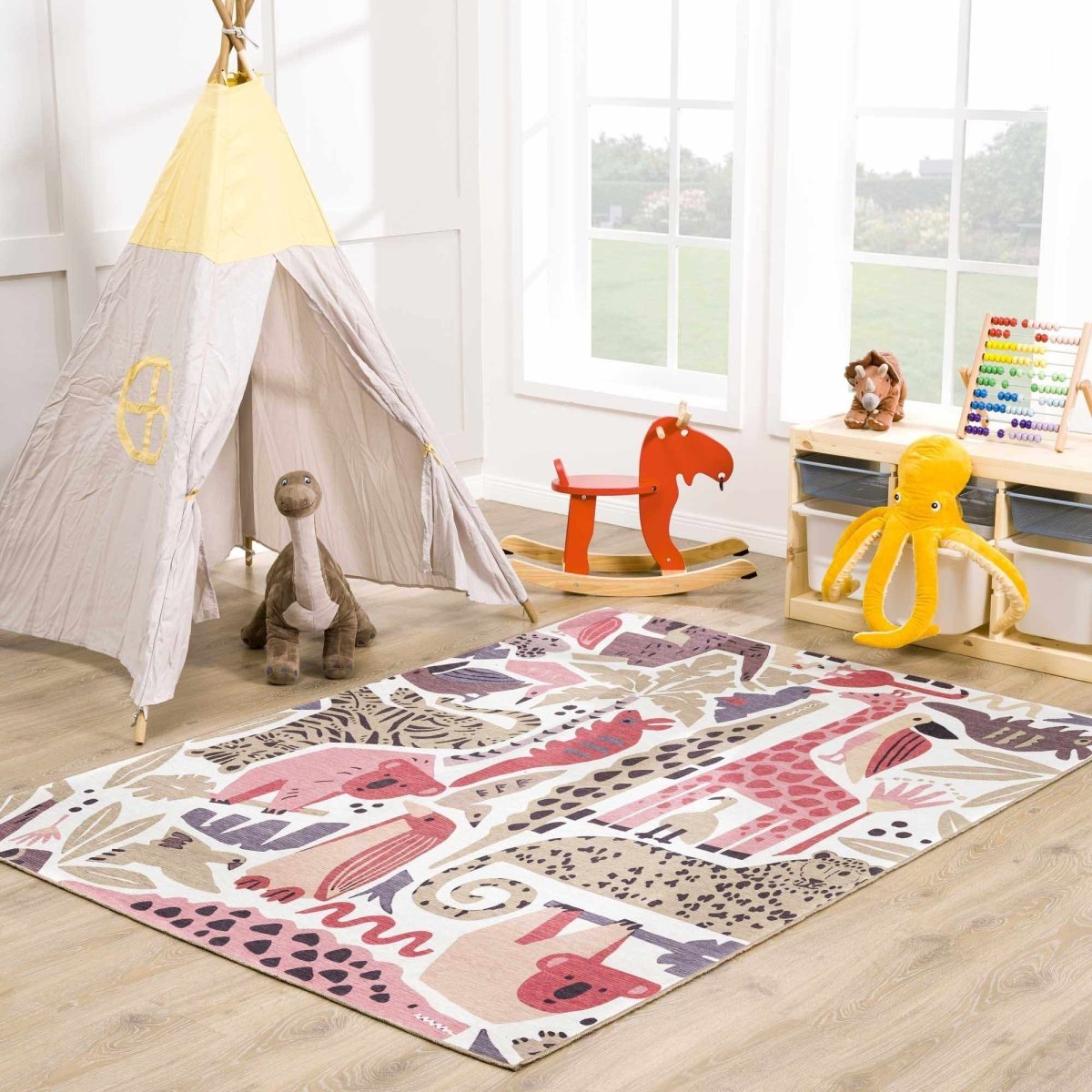 Hauteloom Natal Animal Print Washable Kids Rug