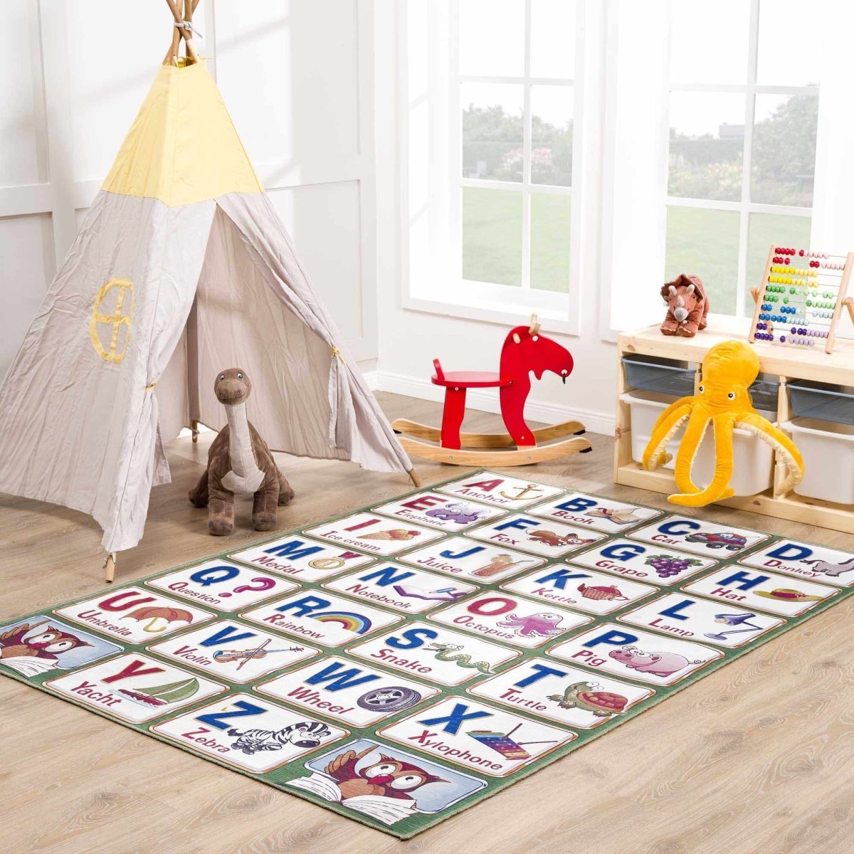 Hauteloom Osric Colorful Alphabet Washable Kids Rug