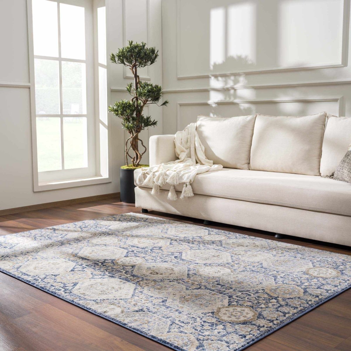 Hauteloom Parkerfield Blue Moroccan Area Rug - Machine Woven Polypropylene