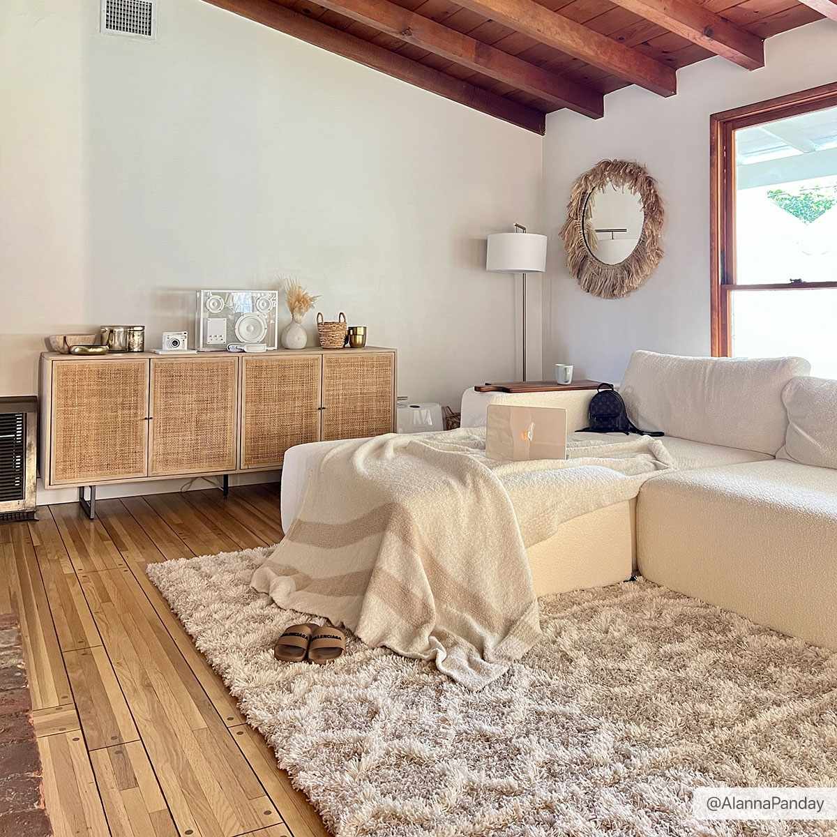 Hauteloom Prompton Cream Plush Area Rug - 1.96" Pile Height Bohemian