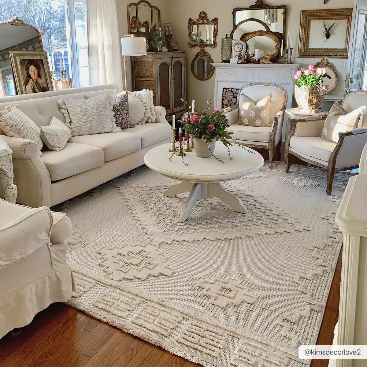 Hauteloom Rosales Cream High Low Pile Area Rug - Polyester Bohemian