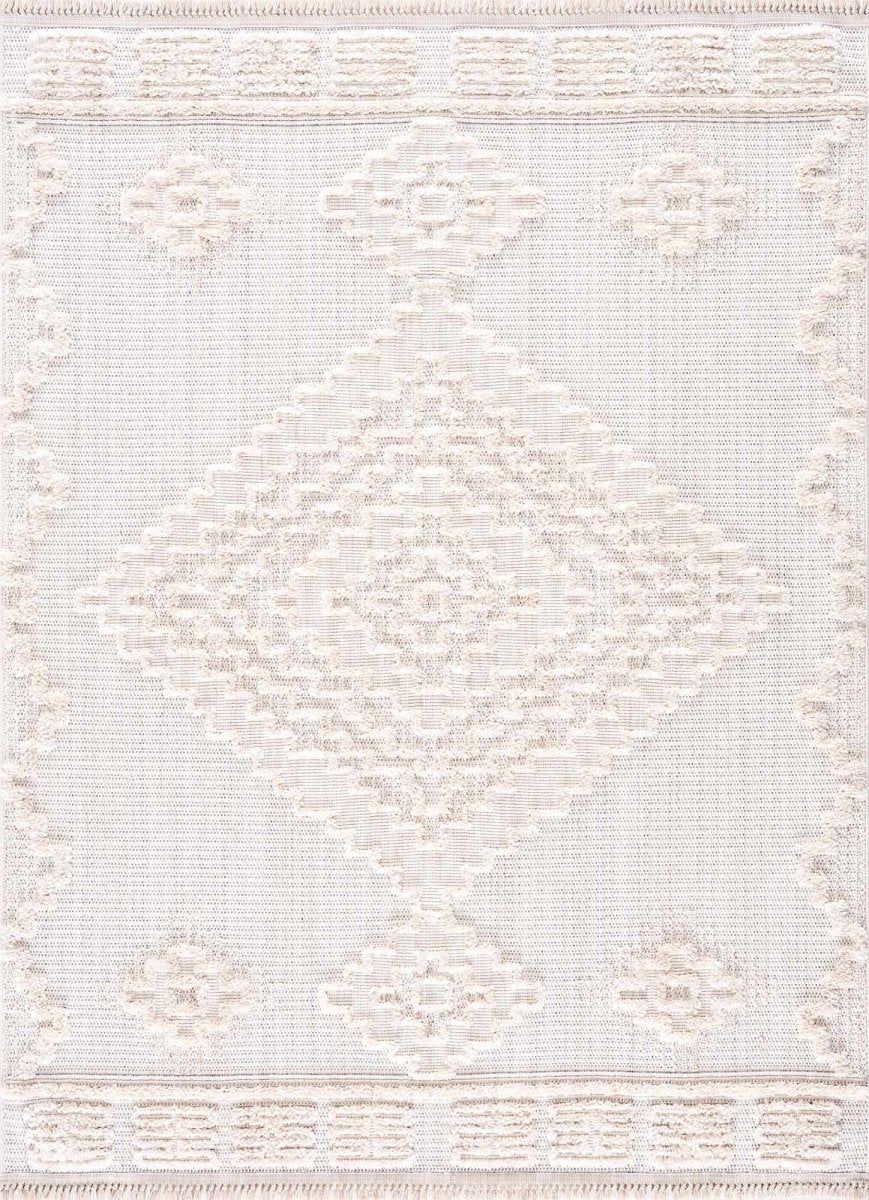 Hauteloom Rosales Cream High Low Pile Area Rug - Polyester Bohemian