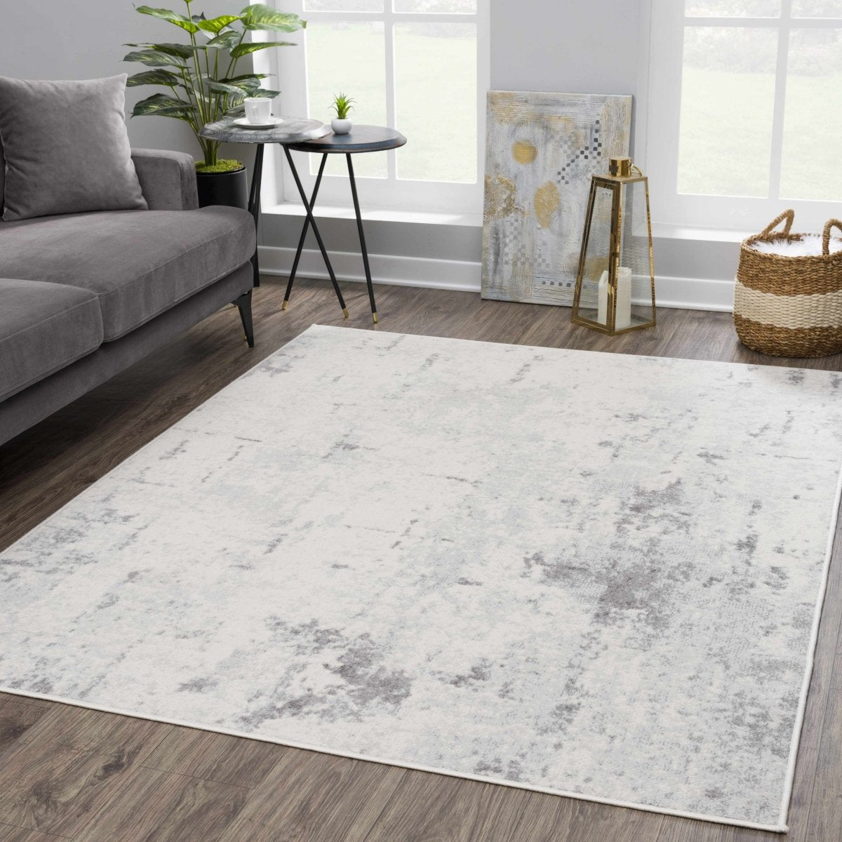 Hauteloom Tigrima Ivory 2319 Area Rug - Machine Woven Polypropylene Gray