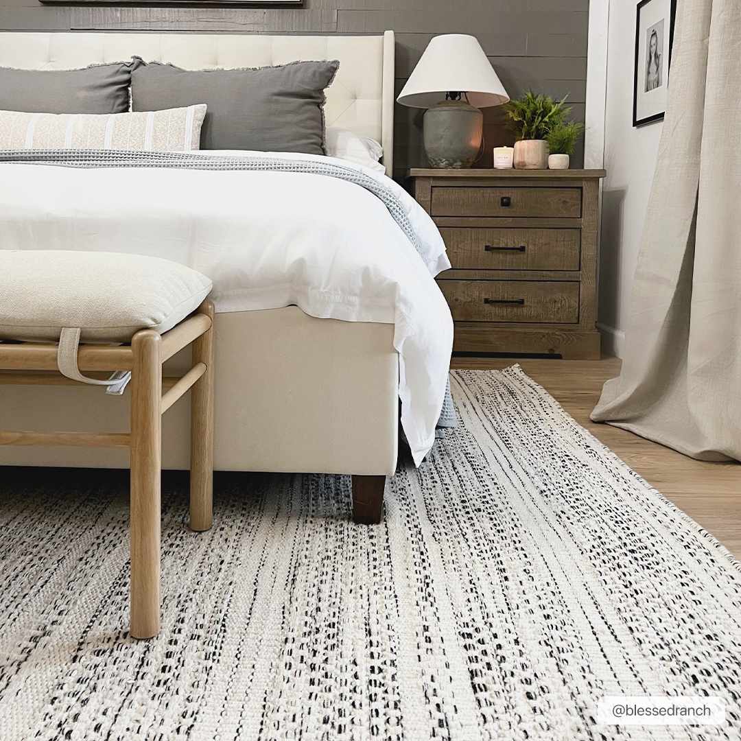 Hauteloom Williford Hand Woven Wool Area Rug - Cream & Black Contemporary