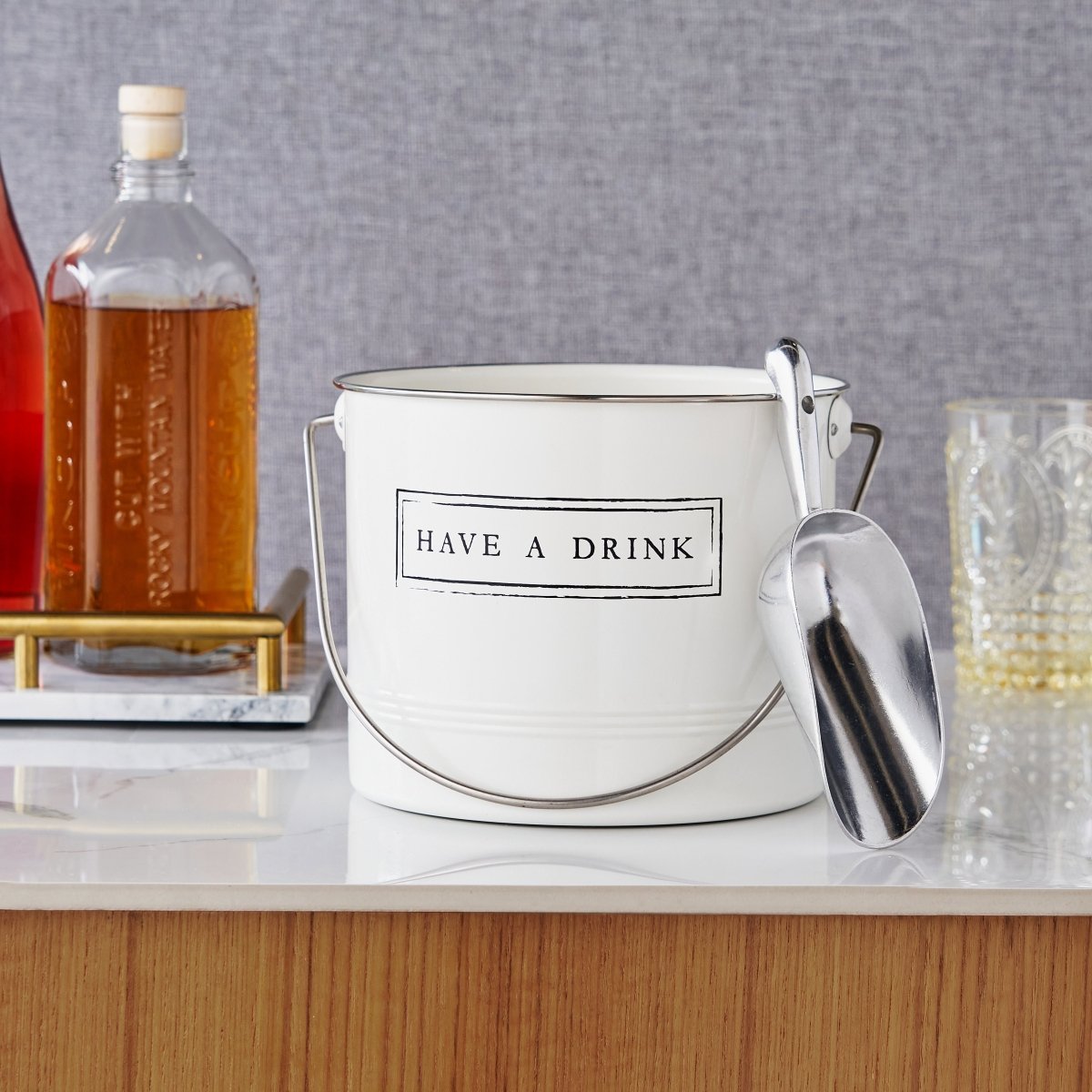 Twine Living "Have A Drink" Ice Bucket and Scoop - lily & onyx