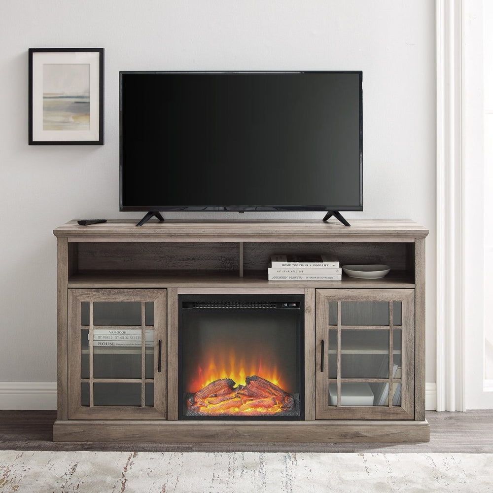 
                      
                        Walker Edison Hazel 58" Classic Glass Door Highboy Fireplace TV Stand - lily & onyx
                      
                    