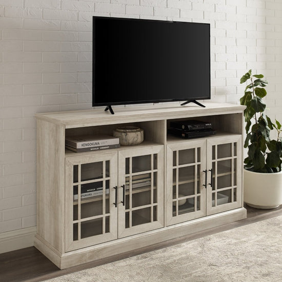 Walker Edison Hazel Glass 4 Door TV Stand - lily & onyx