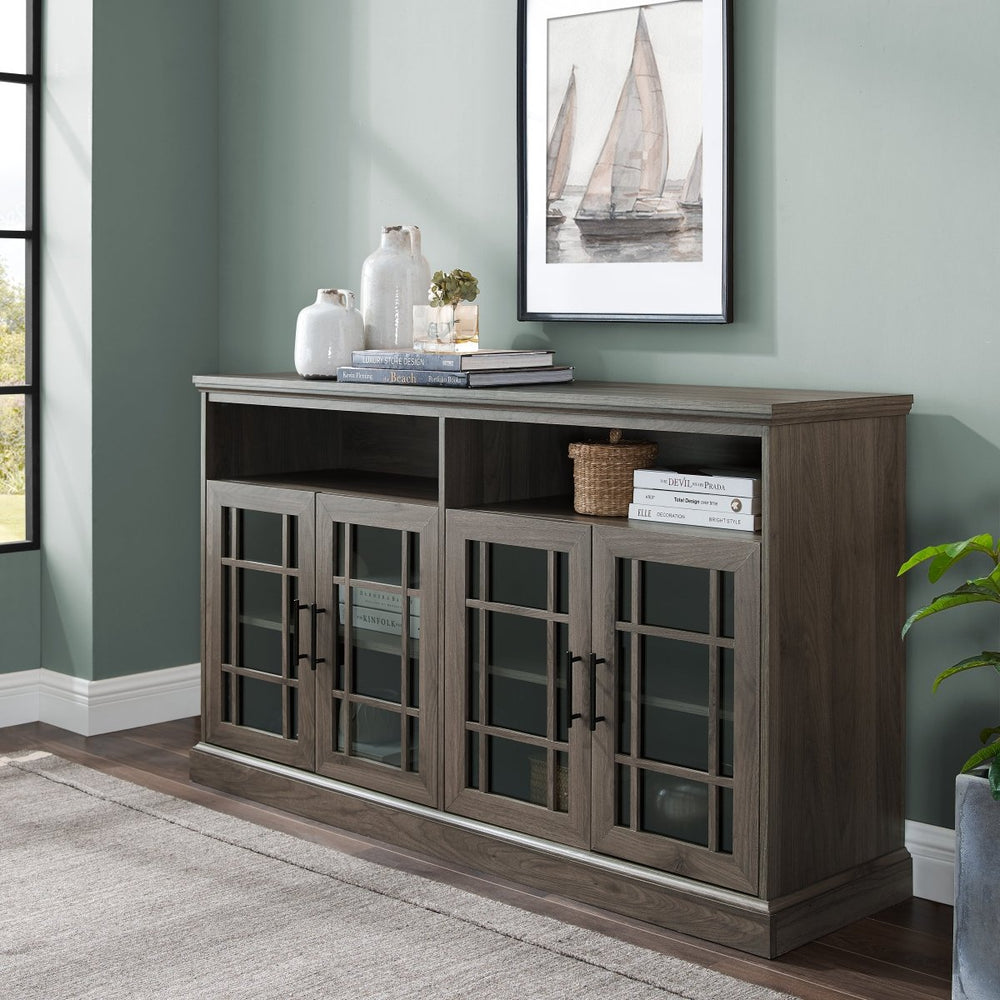 Walker Edison Hazel Glass 4 Door TV Stand - lily & onyx