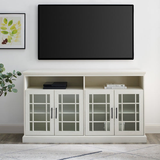 Walker Edison Hazel Glass 4 Door TV Stand - lily & onyx