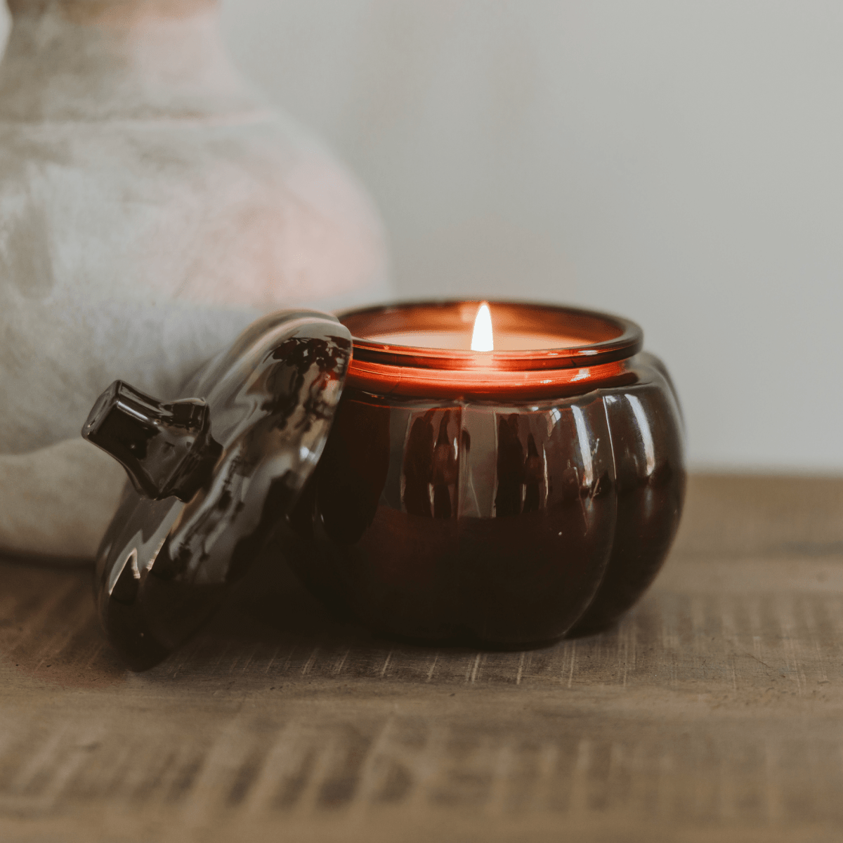 Sweet Water Decor Hello Fall Soy Candle - Amber Glass Pumpkin Jar - 20 oz - lily & onyx