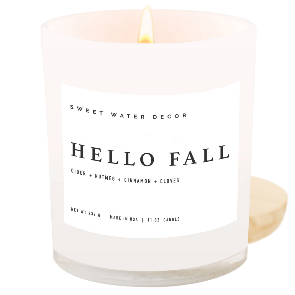 Sweet Water Decor Hello Fall Soy Candle - White Jar - 11 oz - lily & onyx