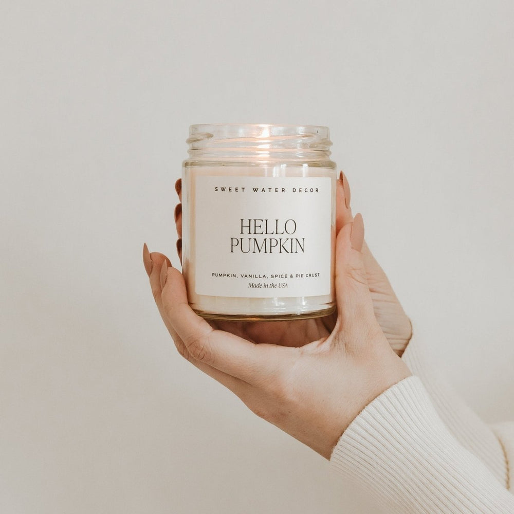 Sweet Water Decor Hello Pumpkin Soy Candle - Clear Jar - 9 oz - lily & onyx