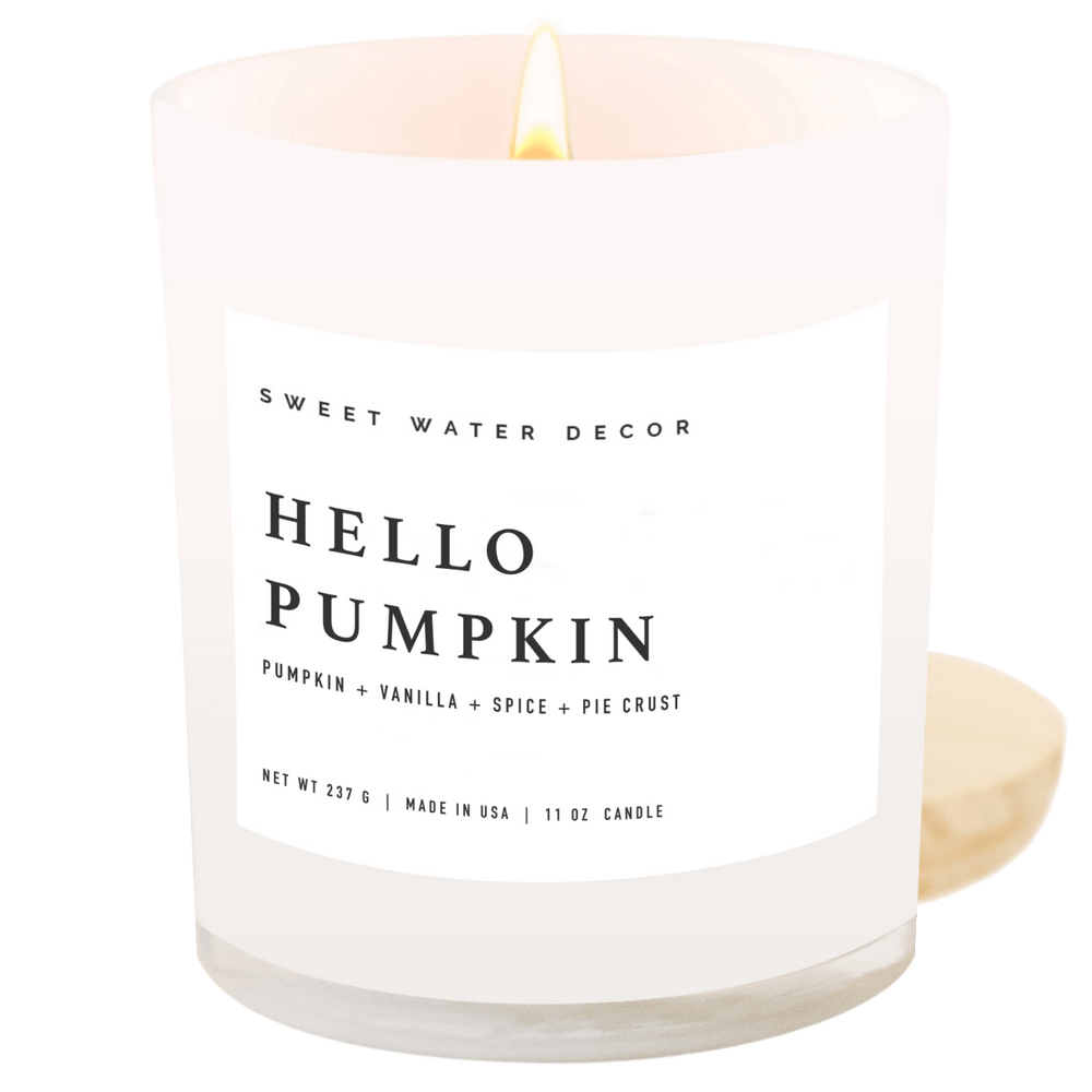 Sweet Water Decor Hello Pumpkin Soy Candle - White Jar - 11 oz - lily & onyx