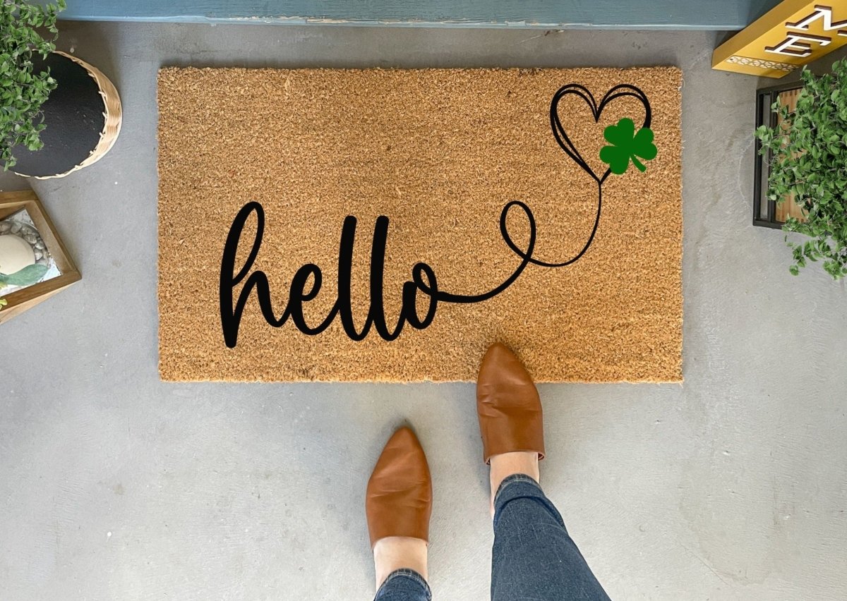 Nickel Designs Custom Doormats Hello Shamrock Doormat, Outdoor - lily & onyx