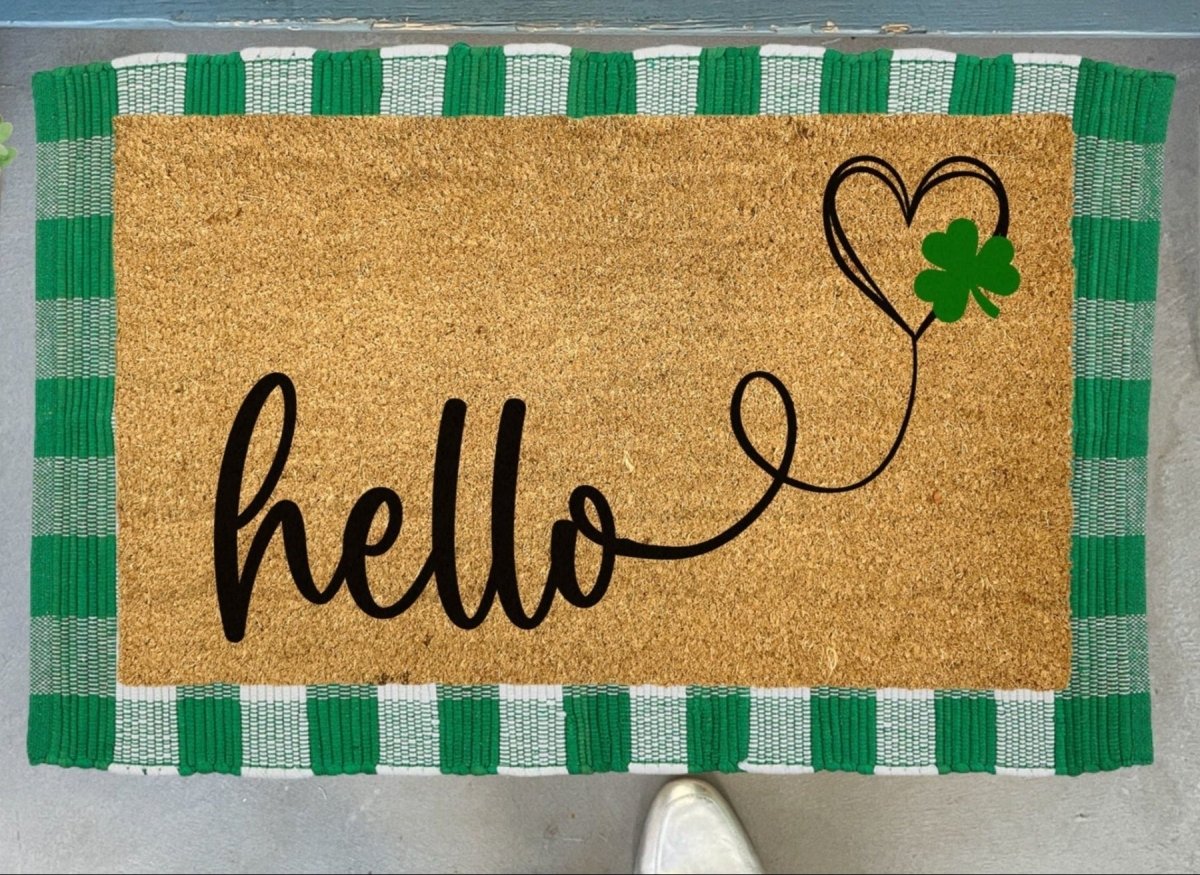 Nickel Designs Custom Doormats Hello Shamrock Doormat, Outdoor - lily & onyx