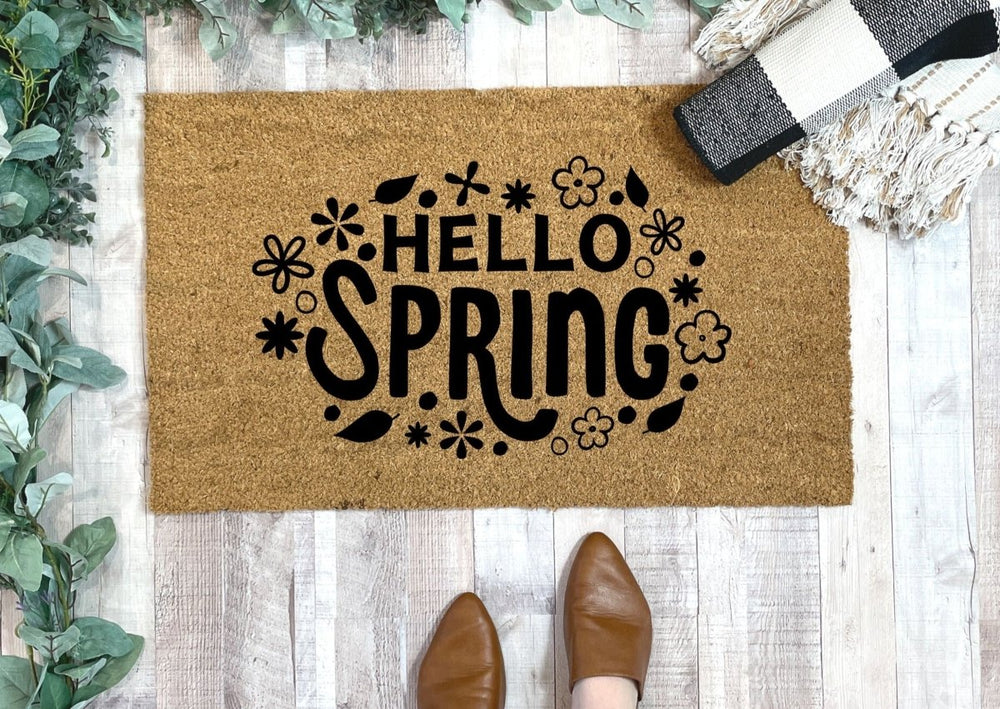 Nickel Designs Custom Doormats Hello Spring Floral Doormat - lily & onyx