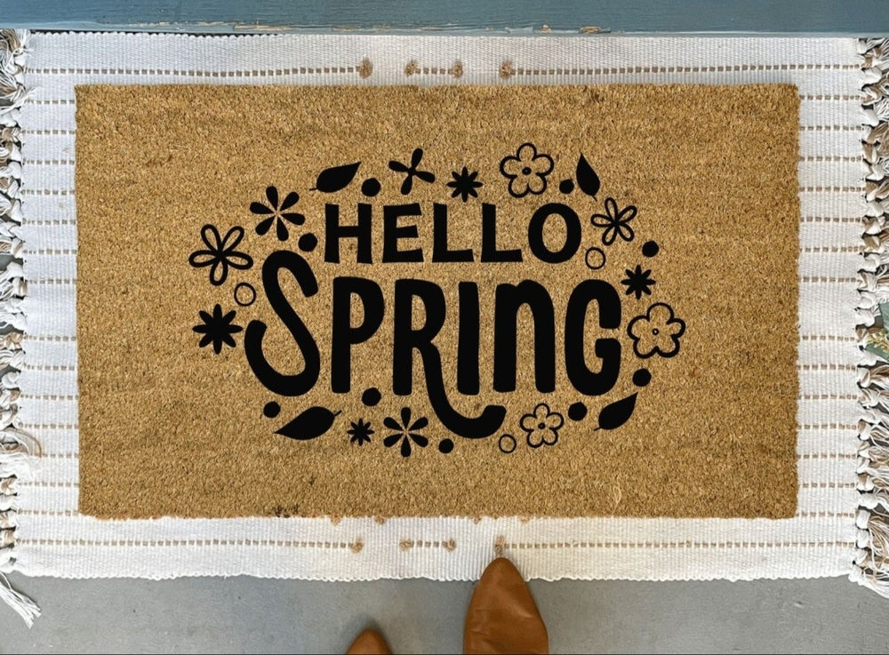 Nickel Designs Custom Doormats Hello Spring Floral Doormat - lily & onyx