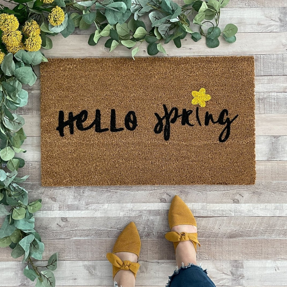 
                      
                        Nickel Designs Custom Doormats Hello Spring Flower Doormat - lily & onyx
                      
                    