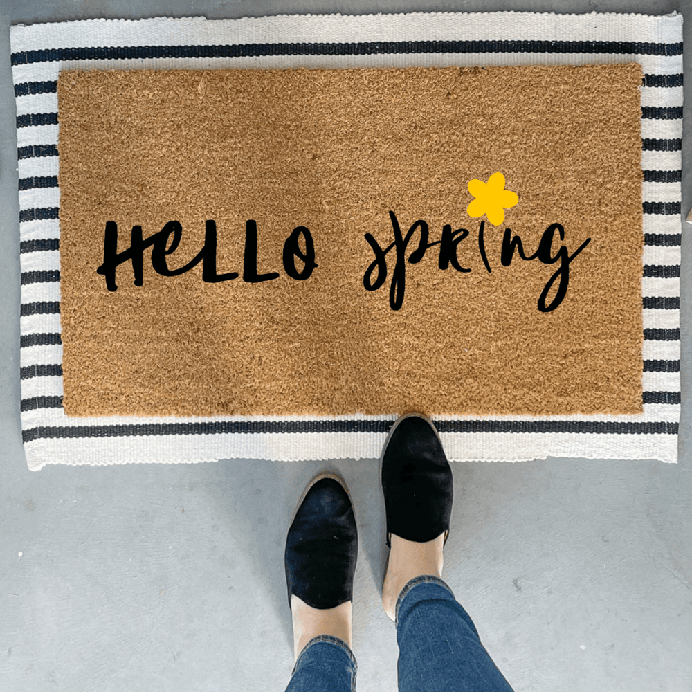 
                      
                        Nickel Designs Custom Doormats Hello Spring Flower Doormat - lily & onyx
                      
                    