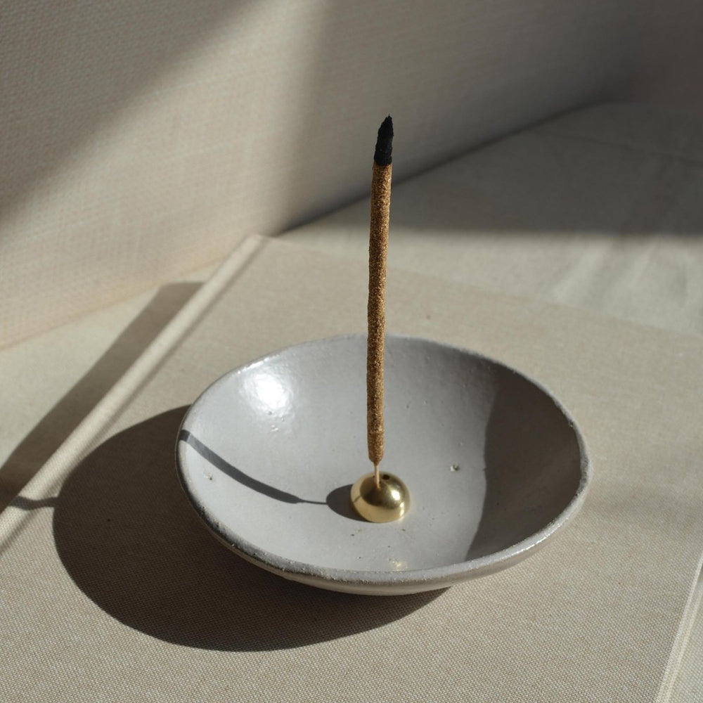 CEDAR AND MYRRH Hemisphere Brass Incense Holder - lily & onyx