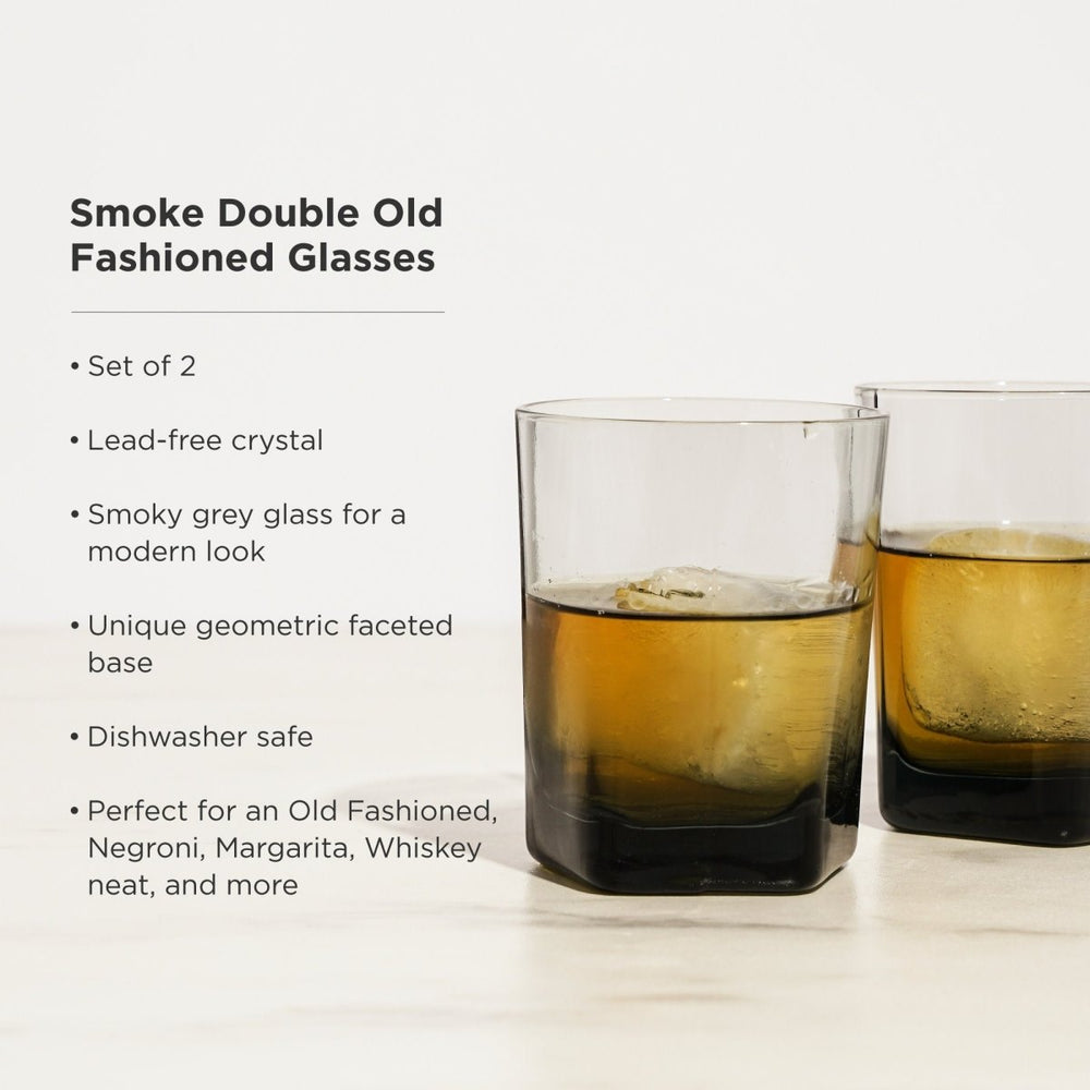 
                      
                        Viski Hexagonal Crystal Double Old Fashioned Glasses in Smoke, Set of 2 - lily & onyx
                      
                    