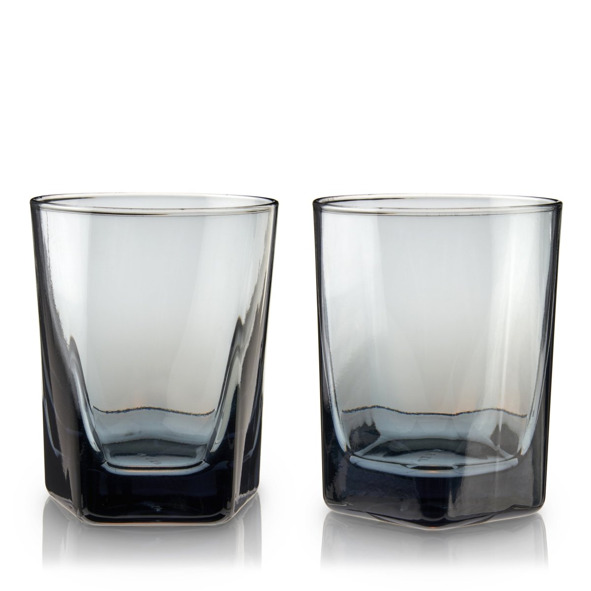 Viski Hexagonal Crystal Double Old Fashioned Glasses in Smoke, Set of 2 - lily & onyx