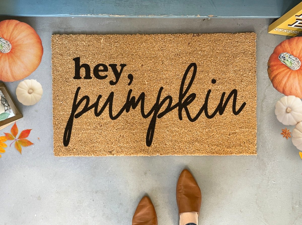 Nickel Designs Custom Doormats Hey pumpkin Fall Doormat