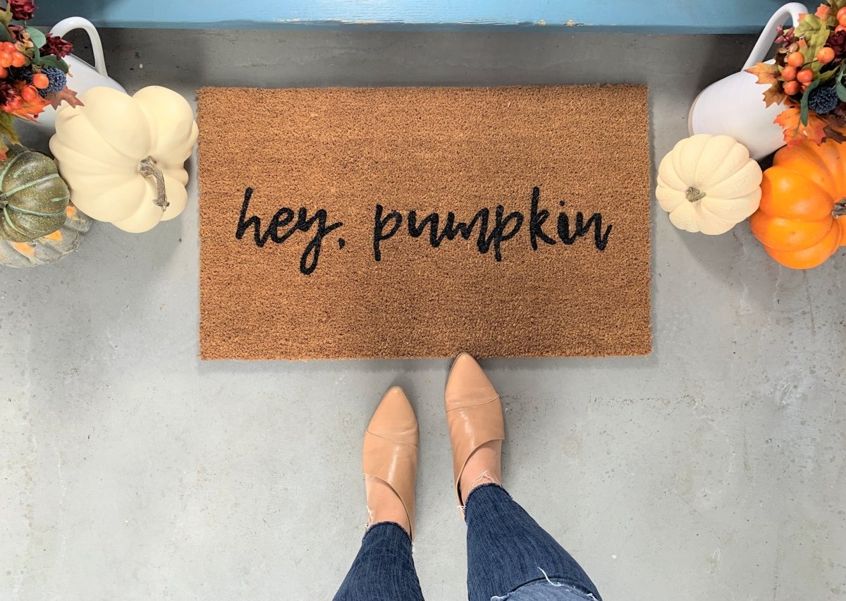 Nickel Designs Custom Doormats hey pumpkin Funny Fall Doormat