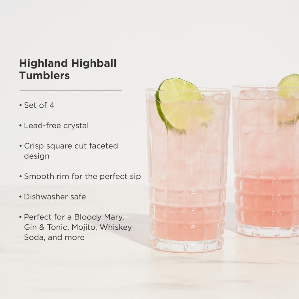 
                      
                        Viski Highland Crystal Highball Glasses, Set of 4
                      
                    
