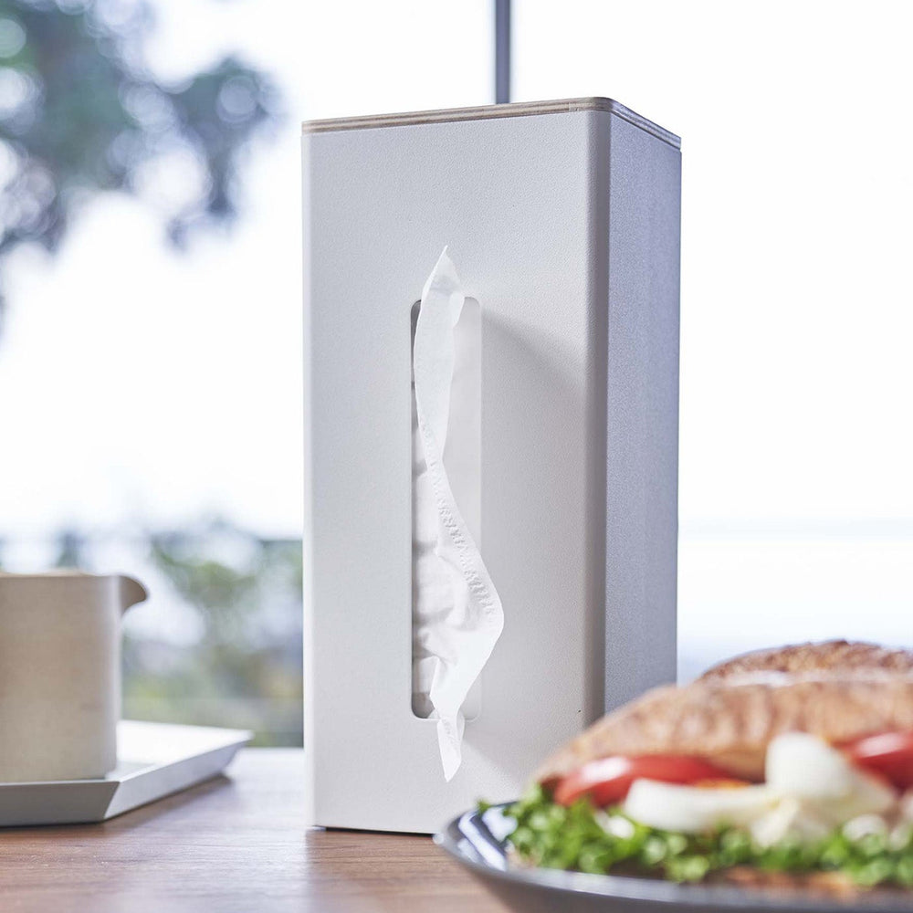 Two-Sided Steel & Wood Tissue Case