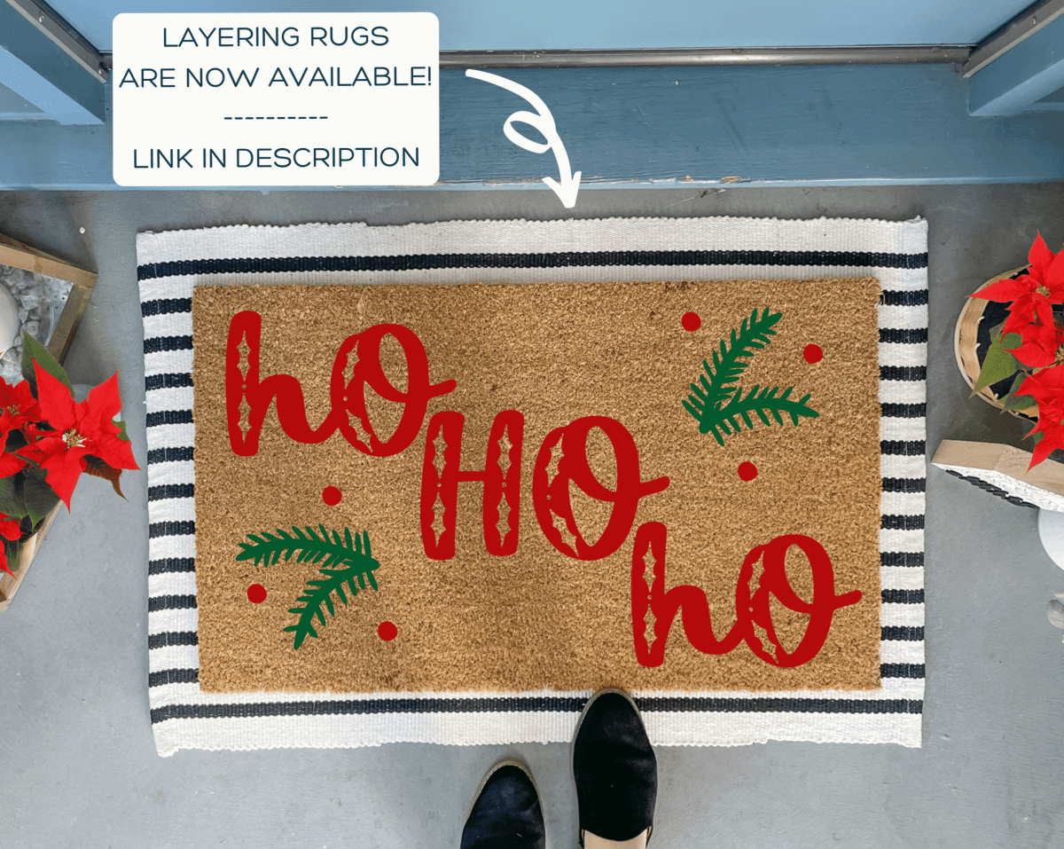 Nickel Designs Custom Doormats Ho Ho Ho Christmas Doormat with Holly