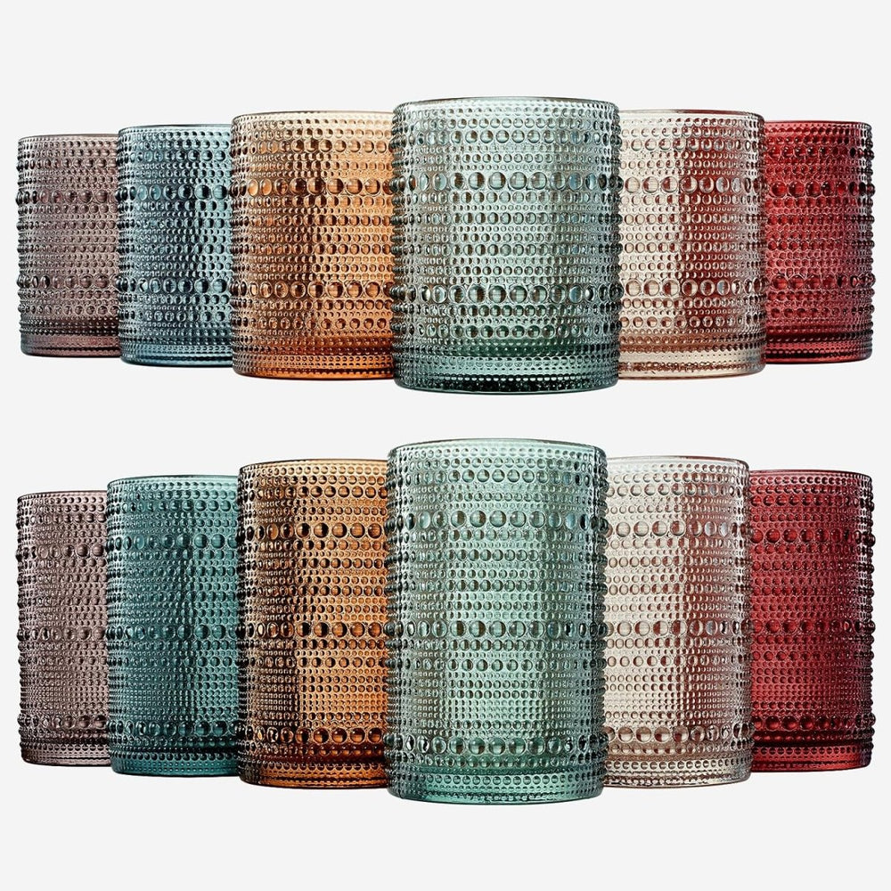 
                      
                        The Wine Savant Hobnail Muted Colored Drinking Glasses, Set of 12 - lily & onyx
                      
                    