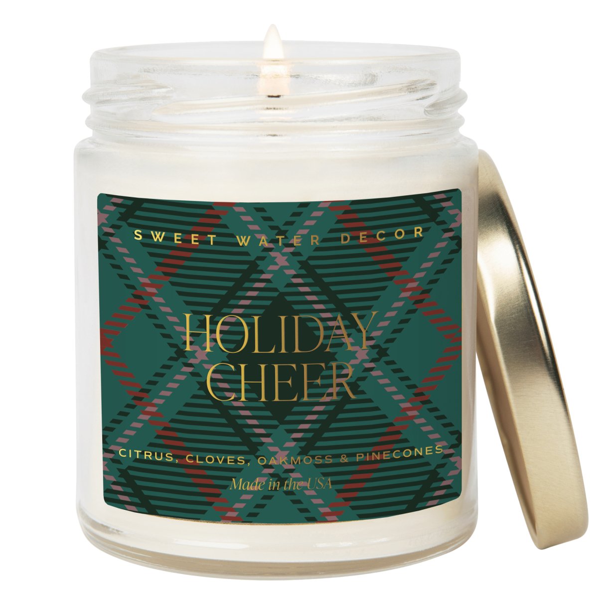 Sweet Water Decor Holiday Cheer Soy Candle | 9oz. Clear Jar - lily & onyx