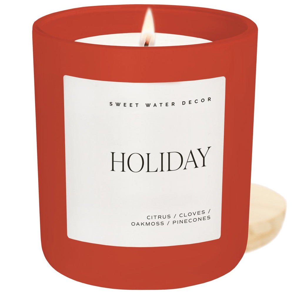 Sweet Water Decor Holiday Soy Candle - Red Matte Jar - 15 oz - lily & onyx