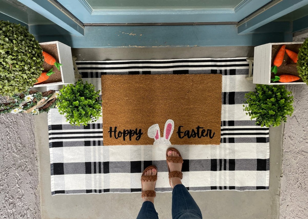 Nickel Designs Custom Doormats Hoppy Easter Bunny Doormat - lily & onyx