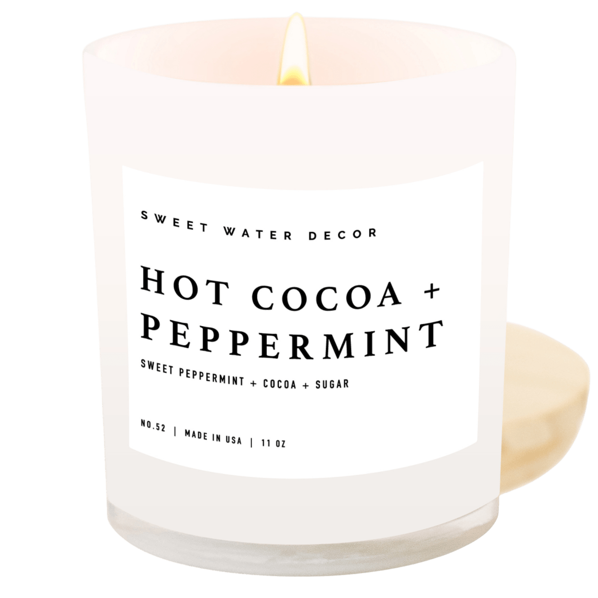 Sweet Water Decor Hot Cocoa and Peppermint Soy Candle - White Jar - 11 oz
