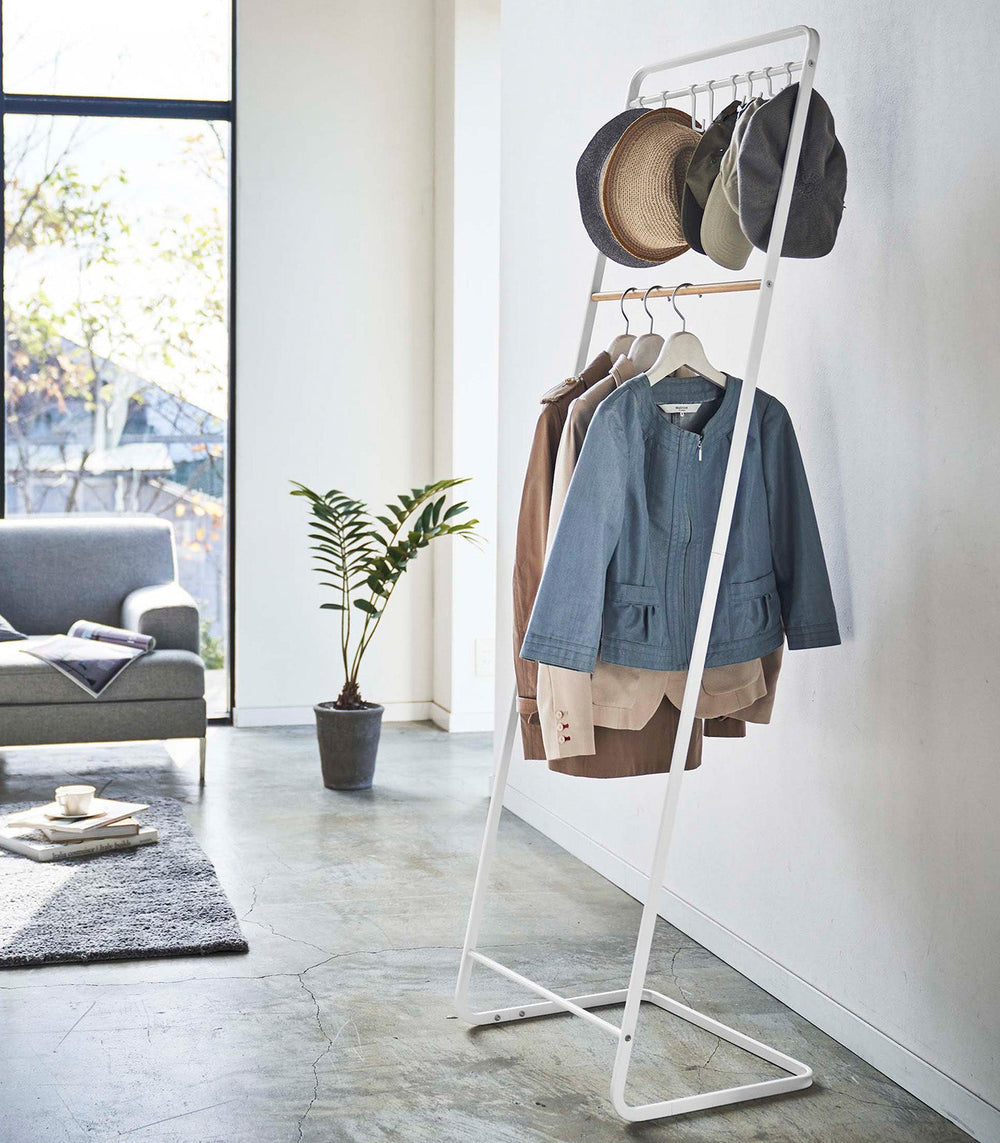 Steel & Wood Coat Rack with Hat Storage, 66