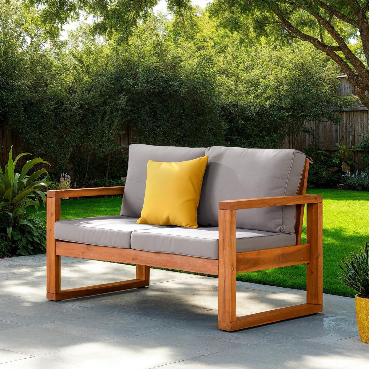 Walker Edison Hudson Outdoor Loveseat - lily & onyx