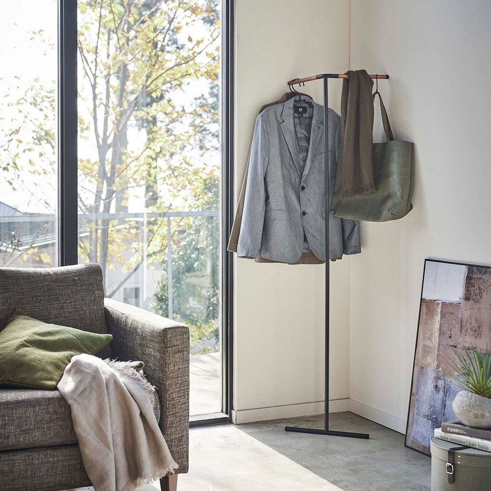 
                      
                        Corner Leaning Steel & Wood Coat Hanger, 63" H
                      
                    